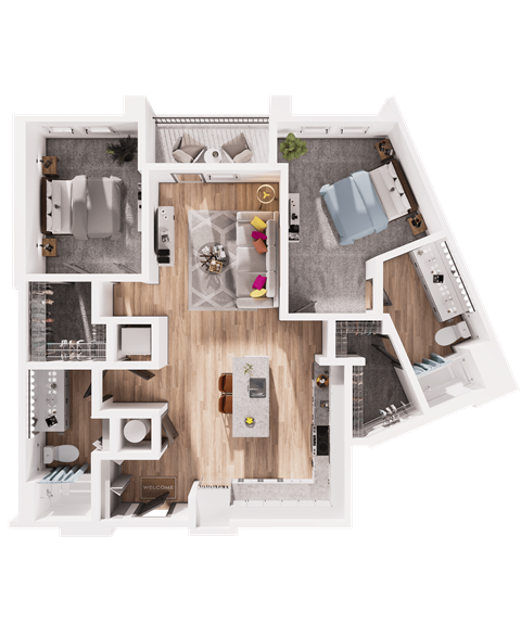 a floor plan of a house with a bedroom and a living room